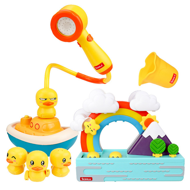 Zabawka do kąpieli dla niemowląt - zestaw Spray z elektryczną kaczką i słoniem, zabawki wodne dla dzieci w basenie i wannie - Wianko - 1