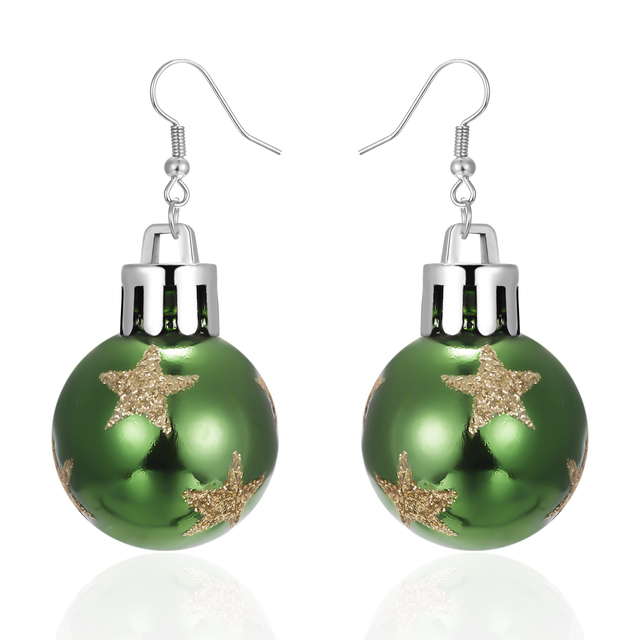 Kolczyki wiszące Boże Narodzenie - okrągłe kule jak płatki śniegu ze spadkiem cekinów i błyszczącymi gwiazdami - biżuteria świąteczna dla kobiet - Wianko - 94