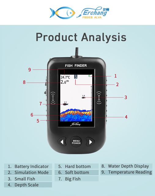 Przenośny sonarowy wykrywacz ryb Lake Sea Alarm - Echosonda wędkarska Fishing Finder 100M - Wianko - 10