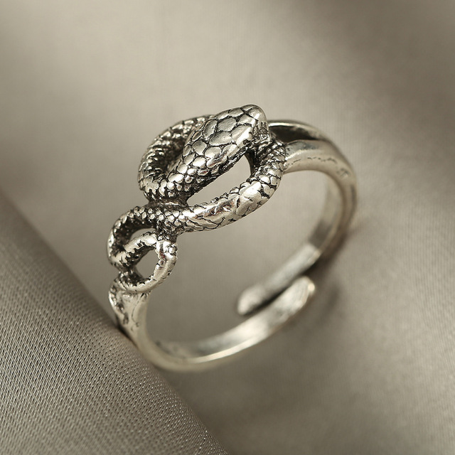 Pierścień węża w stylu gotyckim, wykonany z metalu srebrnego, regulowany, dla mężczyzn i kobiet, idealny na imprezę lub jako prezent - Wianko - 13