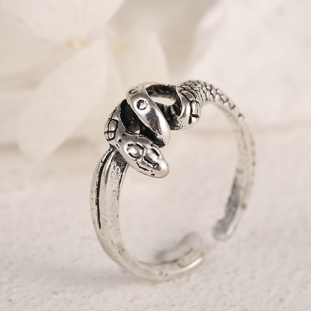 Pierścień węża w stylu gotyckim, wykonany z metalu srebrnego, regulowany, dla mężczyzn i kobiet, idealny na imprezę lub jako prezent - Wianko - 5