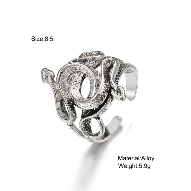 Pierścień węża w stylu gotyckim, wykonany z metalu srebrnego, regulowany, dla mężczyzn i kobiet, idealny na imprezę lub jako prezent - Wianko - 7