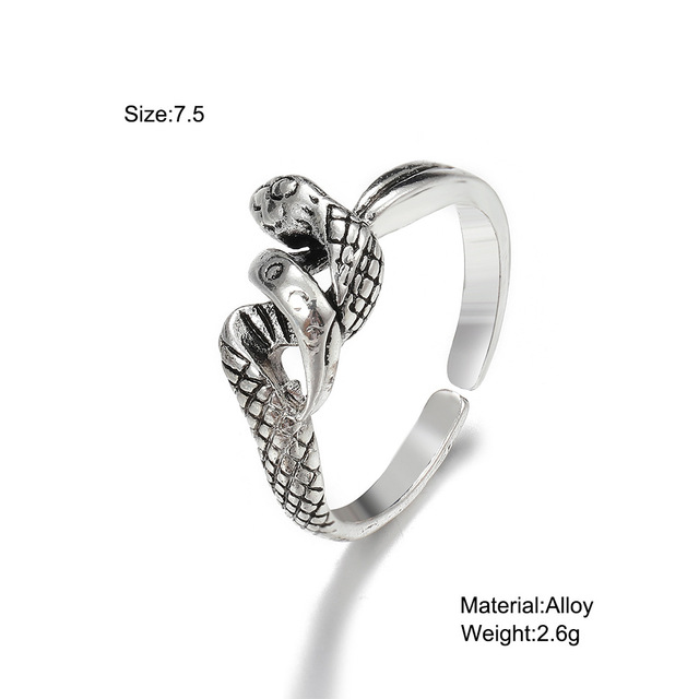 Pierścień węża w stylu gotyckim, wykonany z metalu srebrnego, regulowany, dla mężczyzn i kobiet, idealny na imprezę lub jako prezent - Wianko - 2