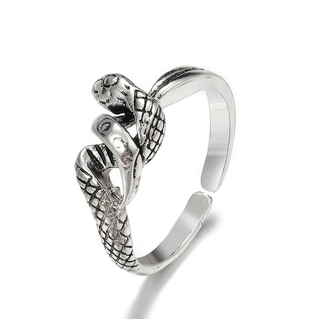 Pierścień węża w stylu gotyckim, wykonany z metalu srebrnego, regulowany, dla mężczyzn i kobiet, idealny na imprezę lub jako prezent - Wianko - 3