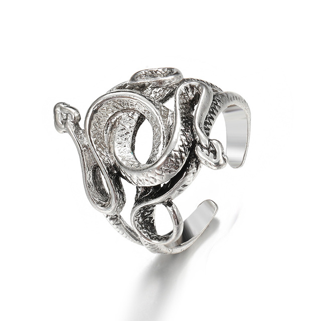 Pierścień węża w stylu gotyckim, wykonany z metalu srebrnego, regulowany, dla mężczyzn i kobiet, idealny na imprezę lub jako prezent - Wianko - 8
