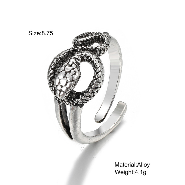 Pierścień węża w stylu gotyckim, wykonany z metalu srebrnego, regulowany, dla mężczyzn i kobiet, idealny na imprezę lub jako prezent - Wianko - 11