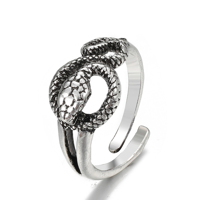 Pierścień węża w stylu gotyckim, wykonany z metalu srebrnego, regulowany, dla mężczyzn i kobiet, idealny na imprezę lub jako prezent - Wianko - 12