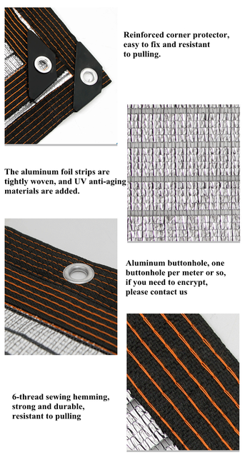 Srebrna folia aluminiowa zacieniająca siatka do roślin w ogrodzie i szklarni, ochrona przed słońcem i cieniem dla dziedzińca, żagli, wiat samochodowych - Wianko - 6