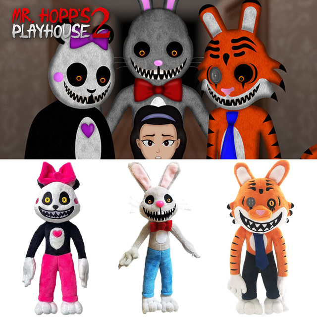 Pluszowe zabawki Mr. Hopp's Playhouse 2: Plushie Mr. Hopp, tygrys, królik i panda - horror dla dzieci, fani filmów i TV - Wianko - 1