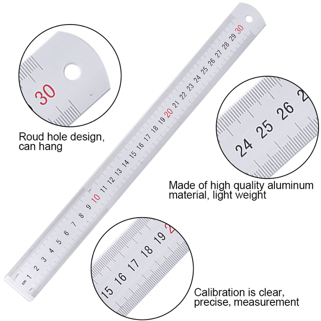 Dwustronna aluminiowa linijka pomiarowa ze skalą metalową KAOBUY – narzędzie do precyzyjnych pomiarów w szyciu - Wianko - 6