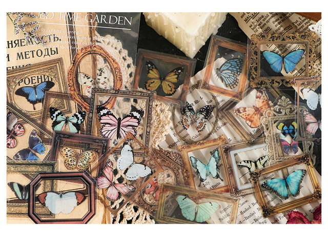 Ciepłe naklejki papeteria Vintage Butterfly Deco - 40 sztuk, 6 wzorów, do pamiętnika, Bullet Journal, DIY Scrapbooking Planner, dekoracyjne etykiety papiernicze - Wianko - 18