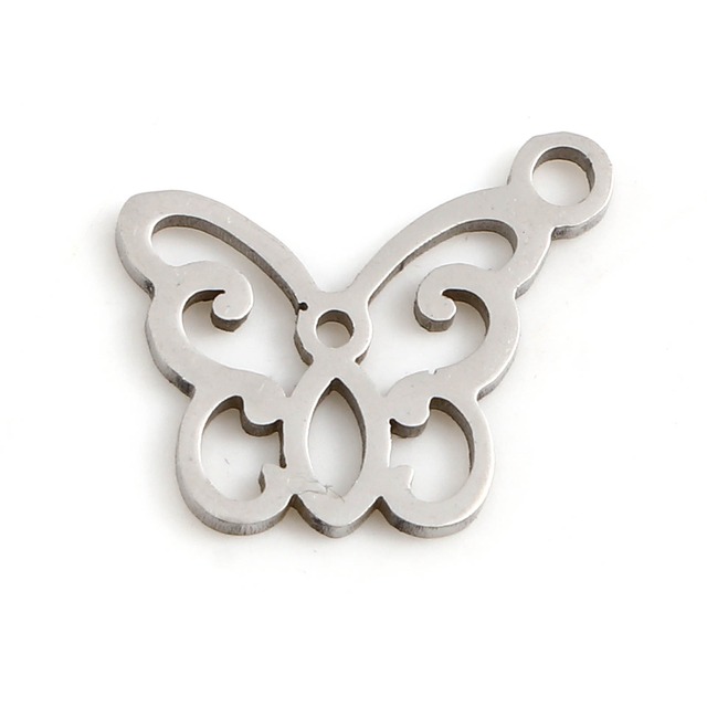 Wisiorek metalowy ze stali nierdzewnej z charmsami w motylu, ptaku i sówce, biżuteria DIY, 5 sztuk - Wianko - 6