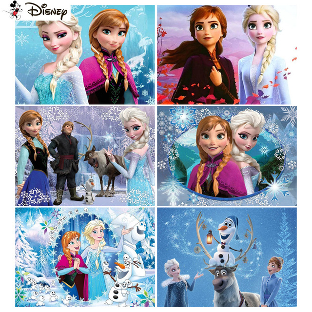 Diamentowy obraz Księżniczka Frozen do samodzielnego wykonania - pełny wyświetlacz, wzór placu/okrągły, Disney 5D DIY diamentowy haft z kryształkami - Wianko - 2