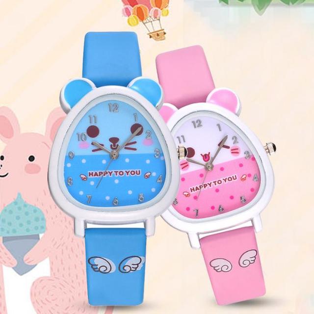 Kwarcowy cyfrowy zegarek dla dzieci w kształcie chomika z paskiem z PU skóry - Wianko - 1