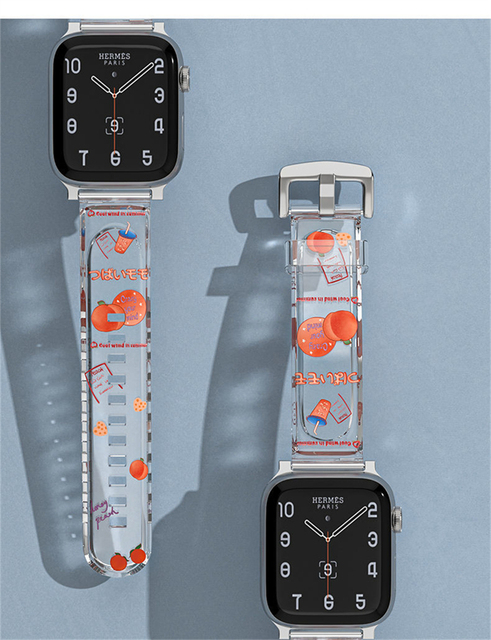 Pasek z żywicy do Apple Watch seria 6/5/4/3/2/1SE - przezroczysty, kreatywny ładny druk, 40/42/38/44MM - Wianko - 20