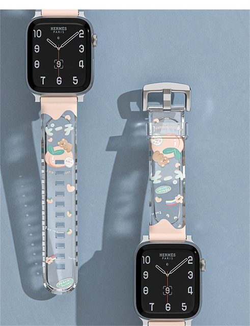 Pasek z żywicy do Apple Watch seria 6/5/4/3/2/1SE - przezroczysty, kreatywny ładny druk, 40/42/38/44MM - Wianko - 21