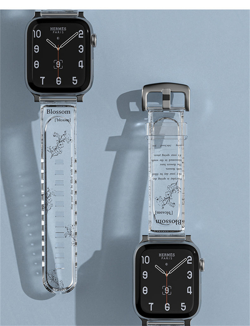Pasek z żywicy do Apple Watch seria 6/5/4/3/2/1SE - przezroczysty, kreatywny ładny druk, 40/42/38/44MM - Wianko - 16