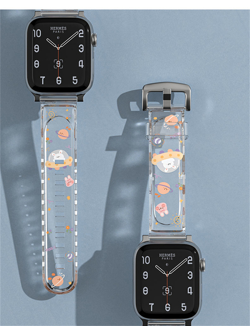 Pasek z żywicy do Apple Watch seria 6/5/4/3/2/1SE - przezroczysty, kreatywny ładny druk, 40/42/38/44MM - Wianko - 22
