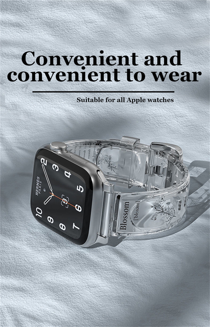 Pasek z żywicy do Apple Watch seria 6/5/4/3/2/1SE - przezroczysty, kreatywny ładny druk, 40/42/38/44MM - Wianko - 10