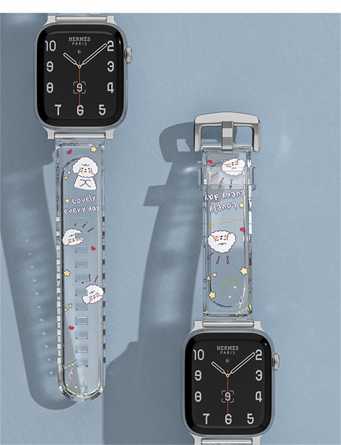 Pasek z żywicy do Apple Watch seria 6/5/4/3/2/1SE - przezroczysty, kreatywny ładny druk, 40/42/38/44MM - Wianko - 19
