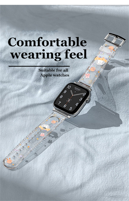 Pasek z żywicy do Apple Watch seria 6/5/4/3/2/1SE - przezroczysty, kreatywny ładny druk, 40/42/38/44MM - Wianko - 11