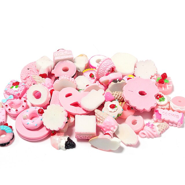 10 sztuk różowy losowe DIY żywica urok czekoladki lody herbatniki deser dla telefonu - biżuteria wisiorki - Wianko - 6