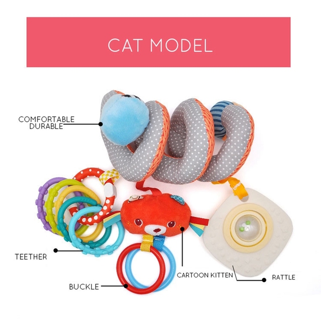 QWZ Wiszący Spiralny Grzechotka Dla Niemowląt - Zabawka Edukacyjna z Słodkimi Zwierzakami 0-12 Miesięcy - Wianko - 10