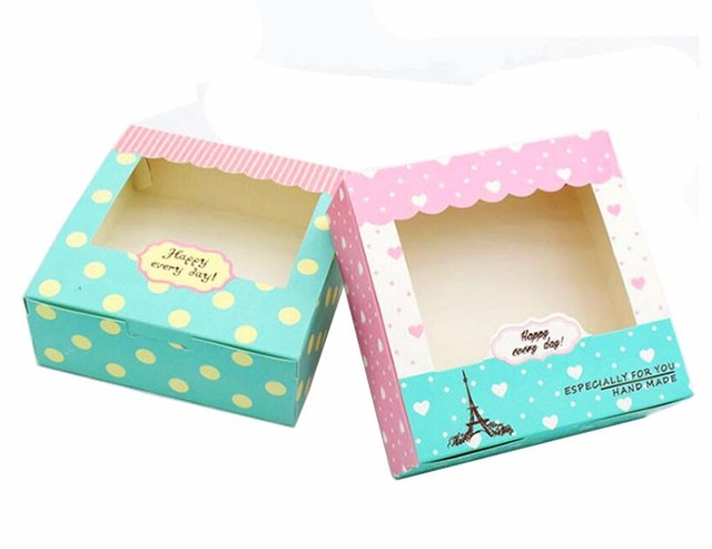10 sztuk małych, ślicznych ciasto-jajka tarta Cookie w składanych pudełkach z przezroczystym okienkiem Happy ever day do pieczenia i prezentacji - Wianko - 2