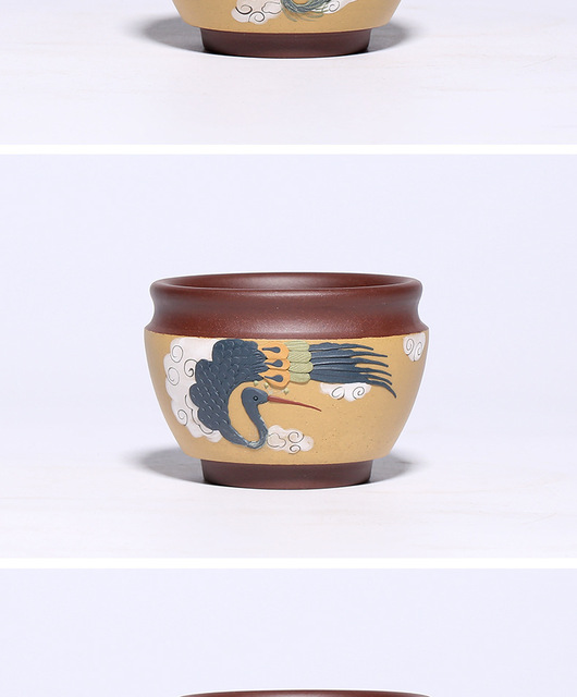 Zestaw 2 kawałków do herbaty: luksusowe kubki na herbatę Kung Fu w purpurowym pudełku z japońskim stylem, wykonane z gliny - akcesoria kuchenne - Wianko - 11