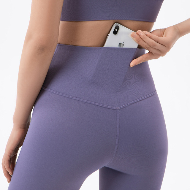 Legginsy i topy fitness do jogi dla kobiet - super miękki materiał, bezszwowe, nude, sportowe spodnie - Wianko - 10