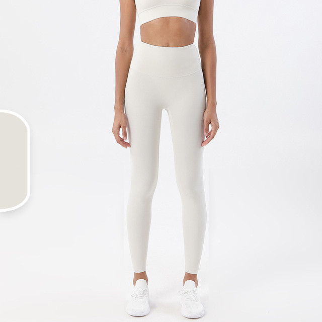 Legginsy i topy fitness do jogi dla kobiet - super miękki materiał, bezszwowe, nude, sportowe spodnie - Wianko - 7
