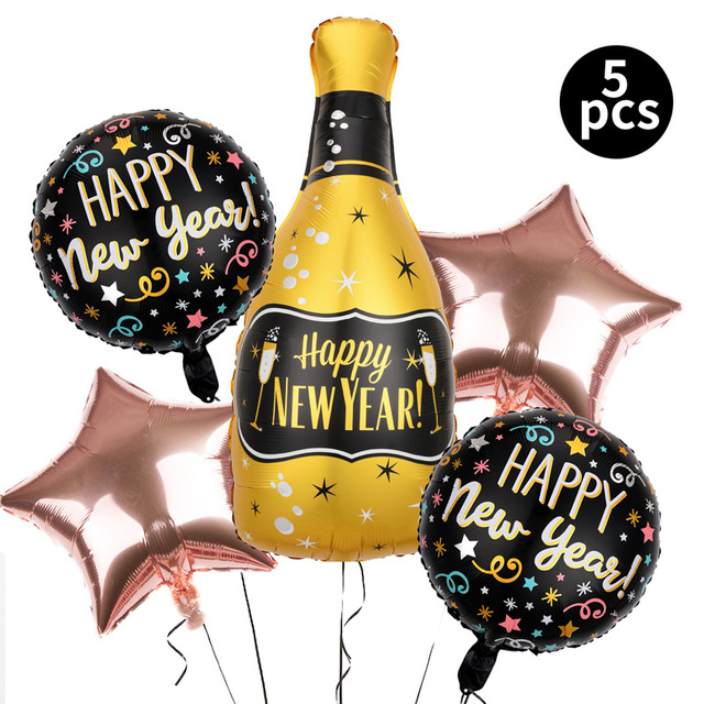 Multikolorowa butelka wina z 18-calowymi balonami foliowymi, 5 sztuk - dekoracje urodzinowe, imprezowe i noworoczne - Wianko - 2