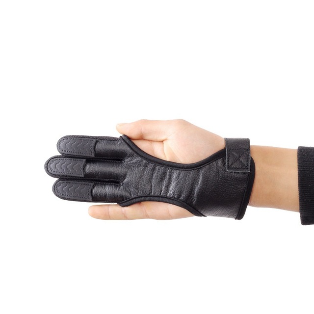 Rękawiczki myśliwskie z trzema palcami wykonane ze skóry dla łuczników recurve na fotografowanie na zewnątrz - 1 szt - Wianko - 4