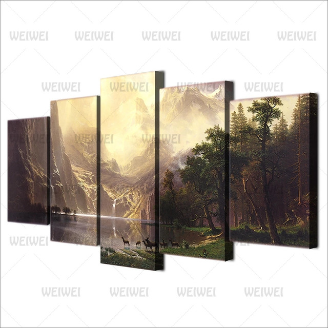Plakat Wodospad i jeleń w lesie - dekoracyjne płótno do salonu i sypialni - Wianko - 4
