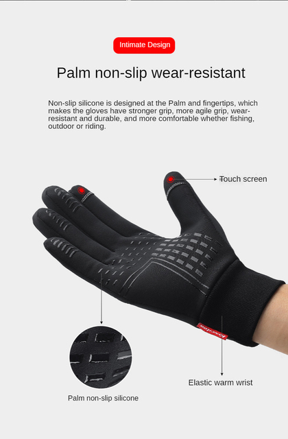 Męskie rękawiczki narciarskie wodoodporne, wiatroszczelne, antypoślizgowe z ekranem dotykowym - Wianko - 8