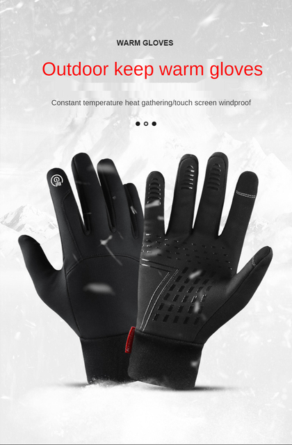 Męskie rękawiczki narciarskie wodoodporne, wiatroszczelne, antypoślizgowe z ekranem dotykowym - Wianko - 2