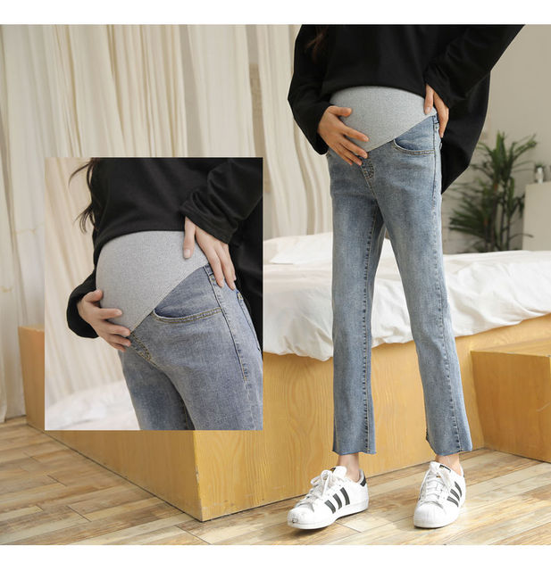 Zimowe jeansy ciążowe z wyższym stanem - dżinsy luźne, wysokiej jakości - Wianko - 21