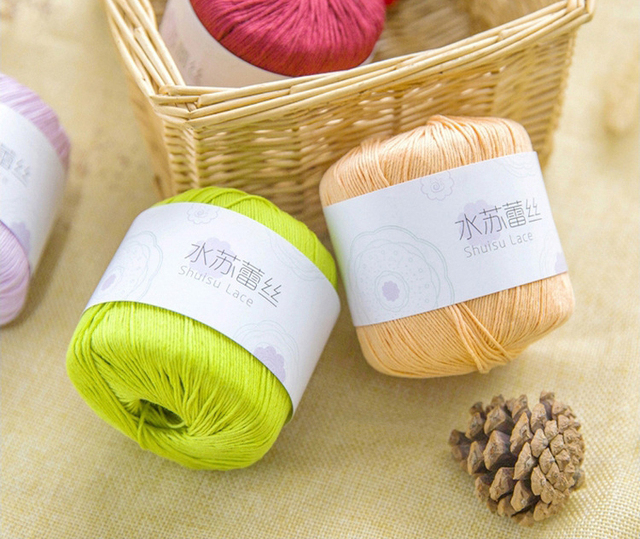 Przędza bawełniana ręcznie barwiona, idealna do szydełkowania i dziergania na drutach - 100% bawełny, 40g/piłka - Wianko - 3