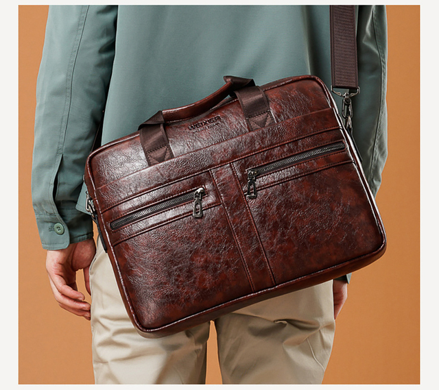 Vintage teczka skórzana dla mężczyzn - moda biznesowa - 14 torba na laptopa - Wianko - 2