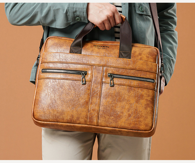 Vintage teczka skórzana dla mężczyzn - moda biznesowa - 14 torba na laptopa - Wianko - 1
