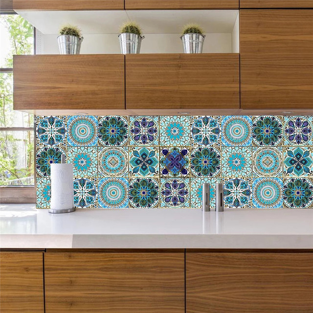 Naklejka ścienna Mandala Crystal Hard Tiles różne rozmiary 10/15/20/30cm do dekoracji kuchni i łazienki - wodoodporna, mocna i ozdobna - Wianko - 21