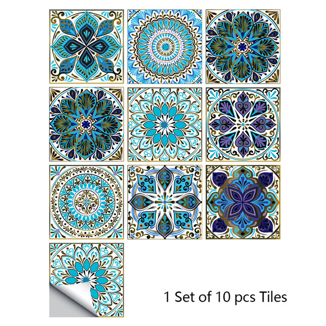 Naklejka ścienna Mandala Crystal Hard Tiles różne rozmiary 10/15/20/30cm do dekoracji kuchni i łazienki - wodoodporna, mocna i ozdobna - Wianko - 18
