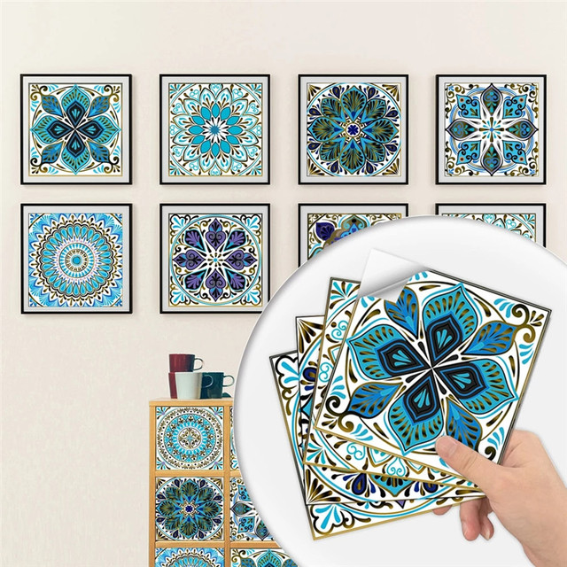 Naklejka ścienna Mandala Crystal Hard Tiles różne rozmiary 10/15/20/30cm do dekoracji kuchni i łazienki - wodoodporna, mocna i ozdobna - Wianko - 19