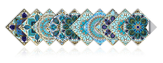 Naklejka ścienna Mandala Crystal Hard Tiles różne rozmiary 10/15/20/30cm do dekoracji kuchni i łazienki - wodoodporna, mocna i ozdobna - Wianko - 16