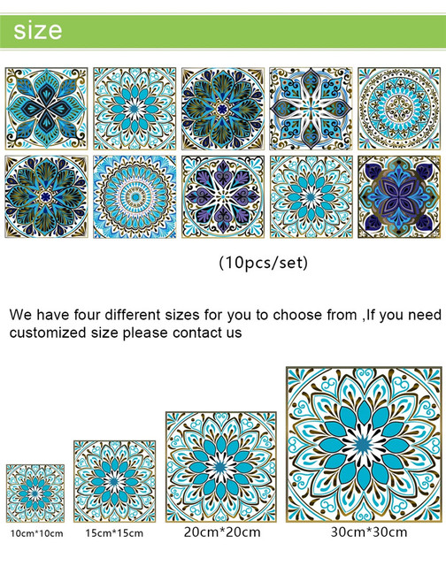 Naklejka ścienna Mandala Crystal Hard Tiles różne rozmiary 10/15/20/30cm do dekoracji kuchni i łazienki - wodoodporna, mocna i ozdobna - Wianko - 17