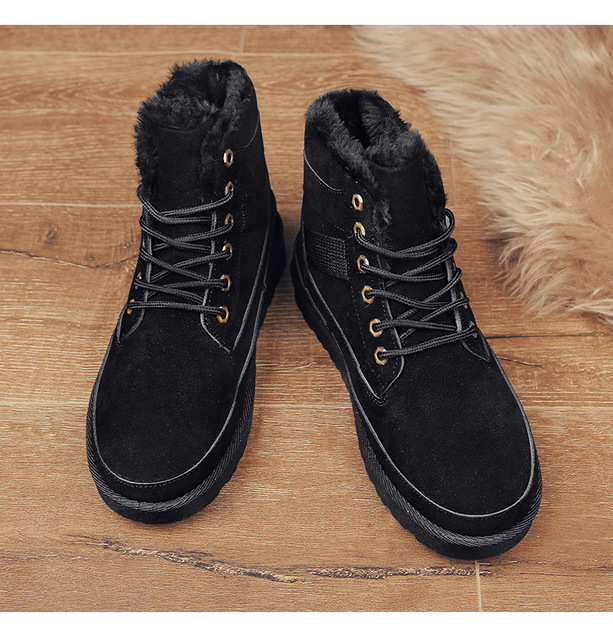 Męskie zamszowe buty śnieżne zimowe, wodoodporne, ciepłe, antypoślizgowe - wysokie góry - Wianko - 22