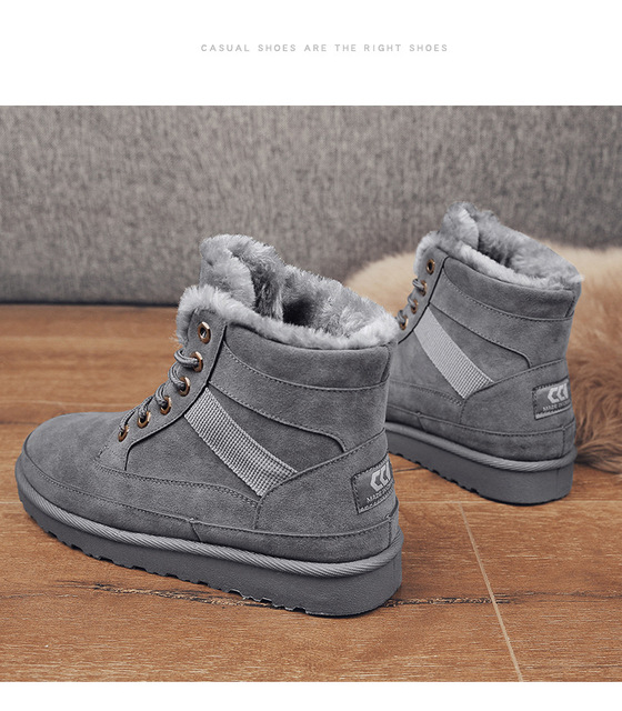 Męskie zamszowe buty śnieżne zimowe, wodoodporne, ciepłe, antypoślizgowe - wysokie góry - Wianko - 18