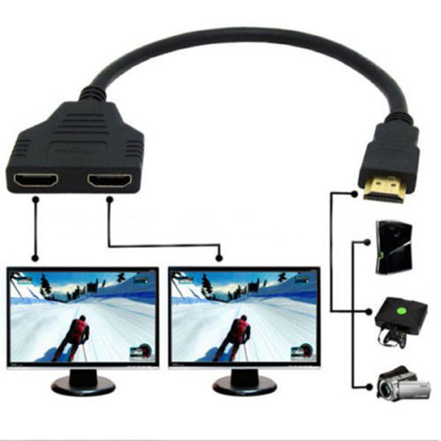Kabel 2-portowy rozgałęźnik HDMI 1080P, adapter męsko-żeński, konwerter HDMI, połączenie 2 urządzeń - Wianko - 5
