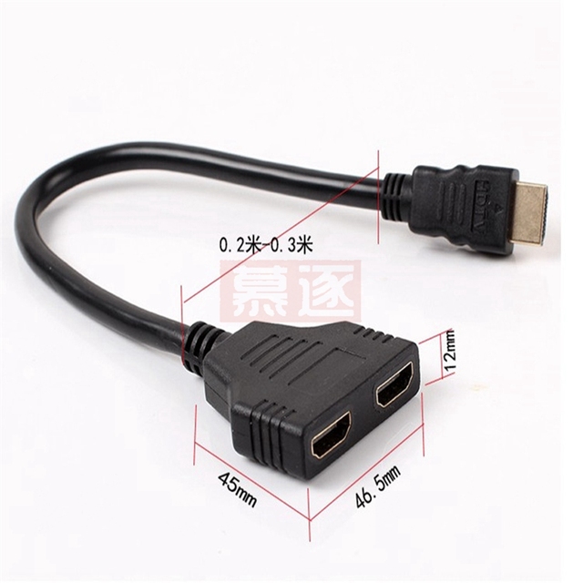 Kabel 2-portowy rozgałęźnik HDMI 1080P, adapter męsko-żeński, konwerter HDMI, połączenie 2 urządzeń - Wianko - 2