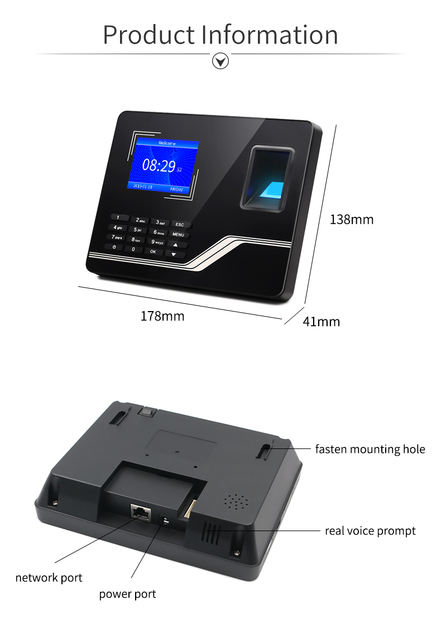 Punch Card Biometryczny System Ewidencji Czasu Pracy z Wyświetlaczem Kolorowym TFT 2.8 cala i Baterią Zapasową - Wianko - 14